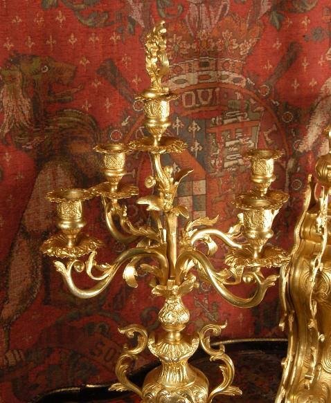 fig 4. **** SOLD **** Rococo Antique French Clock Set - Large and Superb